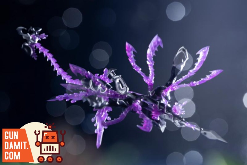 Kotobukiya AS010 Xeno Alma Arcanadia Fusion Beast Tide Orcot Purple and black mechanical creature with sharp, jagged edges an Kotobukiya AS010 Xeno Alma Arcanadia Fusion Beast Tide Orcot Purple and black mechanical creature with sharp, jagged edges an