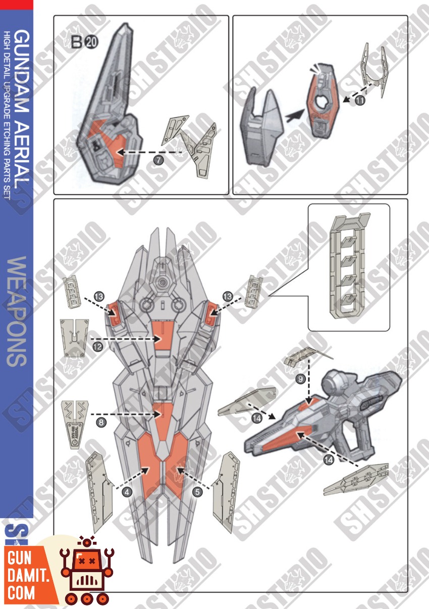 SH-XVX-016 Aerial Gundam Sheet - view 15 SH Studio Aerial Gundam Etching - view 15