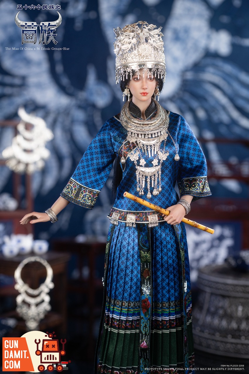 PL2025-235B Miao Ethnic Blue - close-up detail TBLeague PL2025-235B Miao Blue - close-up detail