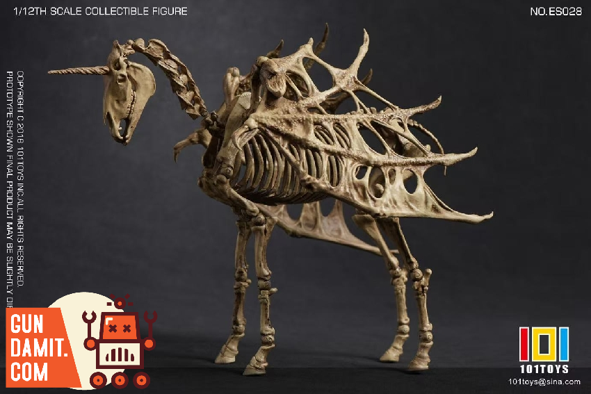 101-ES028 Skeleton Unicorn - close-up detail 101Toys ES028 Skeleton Unicorn - close-up detail
