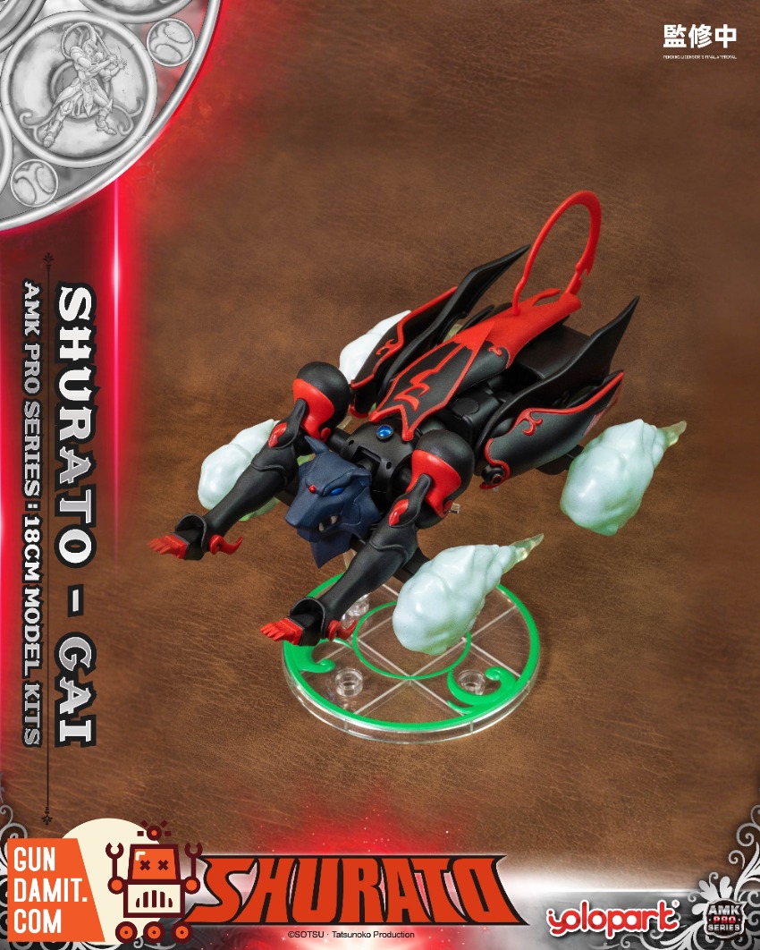 YoloPark AMK Pro Series Shurato Gai Model Kit Shurato Gai model kit features a dynamic figure with red and black armor. YoloPark AMK Pro Series Shurato Gai Model Kit Shurato Gai model kit features a dynamic figure with red and black armor.