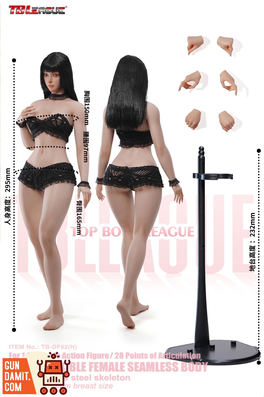 TBLeague TB-DF02H Female Body - back view TB-DF02H TBLeague Female Body Suntan Skin 1/6 - back view