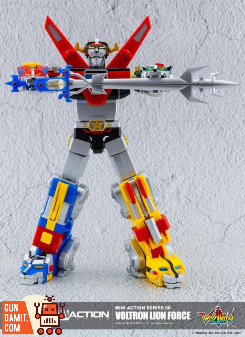 Action Toys Mini Action Voltron holding lance weapon rear angle view Action Toys Mini Action Voltron holding lance weapon rear angle view