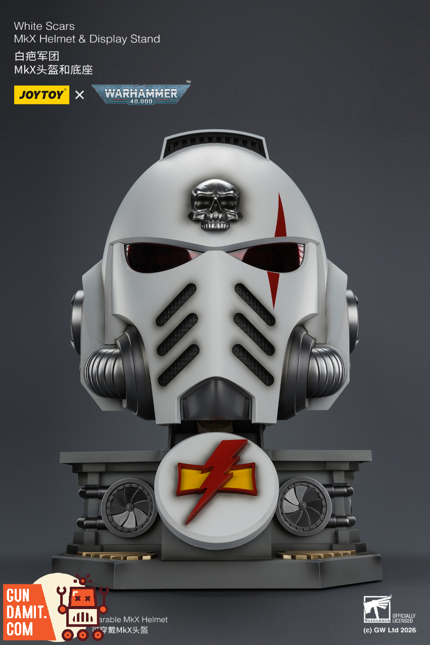 JoyToy JT04087 1/1 Warhammer 40K White Scars MkX Helmet & Display Stand - View 7 JoyToy JT04087 1/1 Warhammer 40K White Scars MkX Helmet & Display Stand - View 7