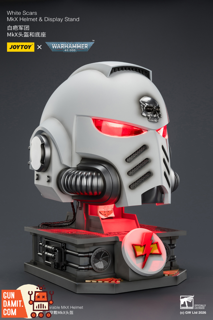 JoyToy JT04087 1/1 Warhammer 40K White Scars MkX Helmet & Display Stand - View 3 JoyToy JT04087 1/1 Warhammer 40K White Scars MkX Helmet & Display Stand - View 3