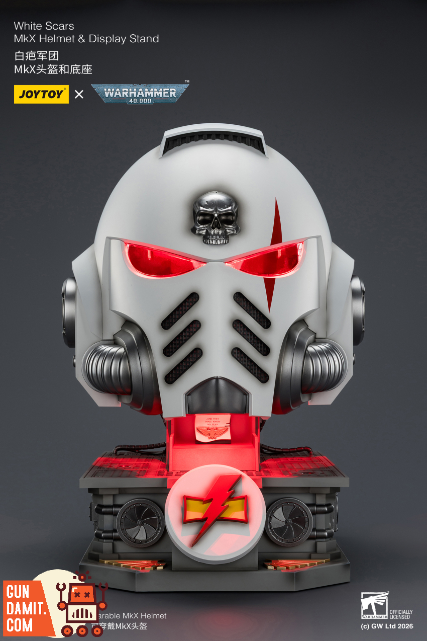 JoyToy JT04087 1/1 Warhammer 40K White Scars MkX Helmet & Display Stand - View 1 JoyToy JT04087 1/1 Warhammer 40K White Scars MkX Helmet & Display Stand - View 1