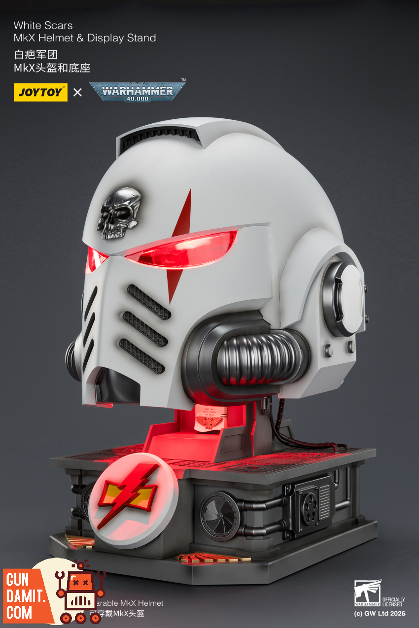 JoyToy JT04087 1/1 Warhammer 40K White Scars MkX Helmet & Display Stand - View 4 JoyToy JT04087 1/1 Warhammer 40K White Scars MkX Helmet & Display Stand - View 4