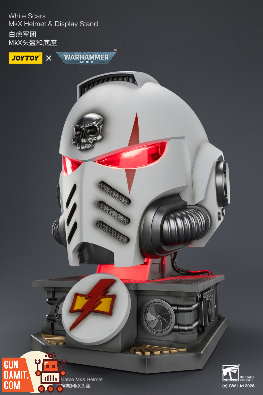JoyToy JT04087 1/1 Warhammer 40K White Scars MkX Helmet & Display Stand - View 6 JoyToy JT04087 1/1 Warhammer 40K White Scars MkX Helmet & Display Stand - View 6