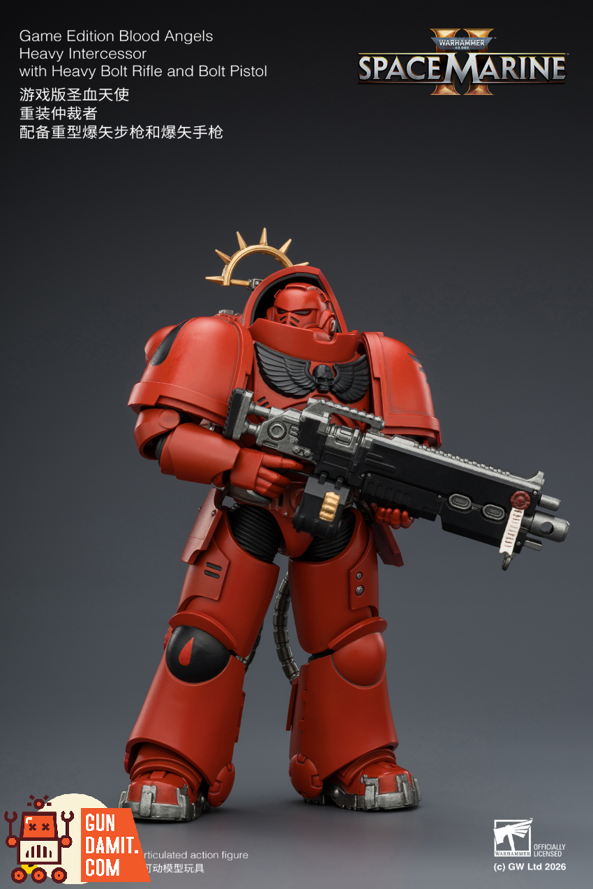 JoyToy JT03660 1/18 Warhammer 40K Game Edition Blood Angels Heavy Intercessor with Heavy Bolt Rifle and Bolt Pistol - View 3 JoyToy JT03660 1/18 Warhammer 40K Game Edition Blood Angels Heavy Intercessor with Heavy Bolt Rifle and Bolt Pistol - View 3