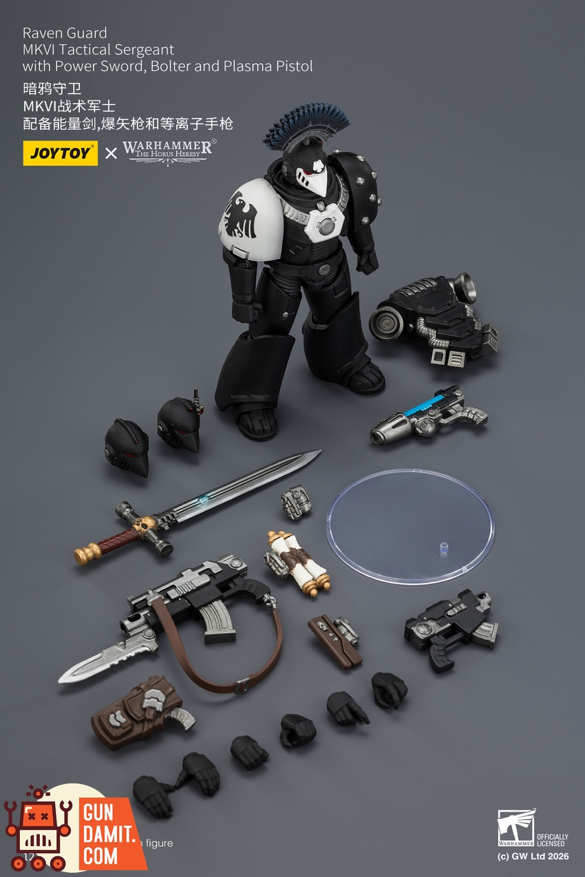 JoyToy JT03950 1/18 Warhammer The Horus Heresy Raven Guard MkVI Tactical Sergeant with Power Sword, Bolter and Plasma Pistol - View 10 JoyToy JT03950 1/18 Warhammer The Horus Heresy Raven Guard MkVI Tactical Sergeant with Power Sword, Bolter and Plasma Pistol - View 10