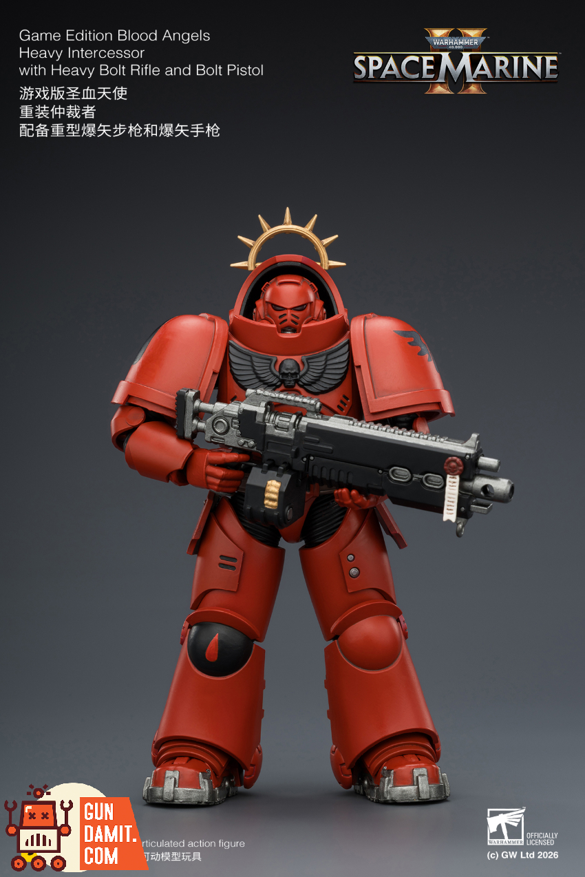 JoyToy JT03660 1/18 Warhammer 40K Game Edition Blood Angels Heavy Intercessor with Heavy Bolt Rifle and Bolt Pistol - View 2 JoyToy JT03660 1/18 Warhammer 40K Game Edition Blood Angels Heavy Intercessor with Heavy Bolt Rifle and Bolt Pistol - View 2