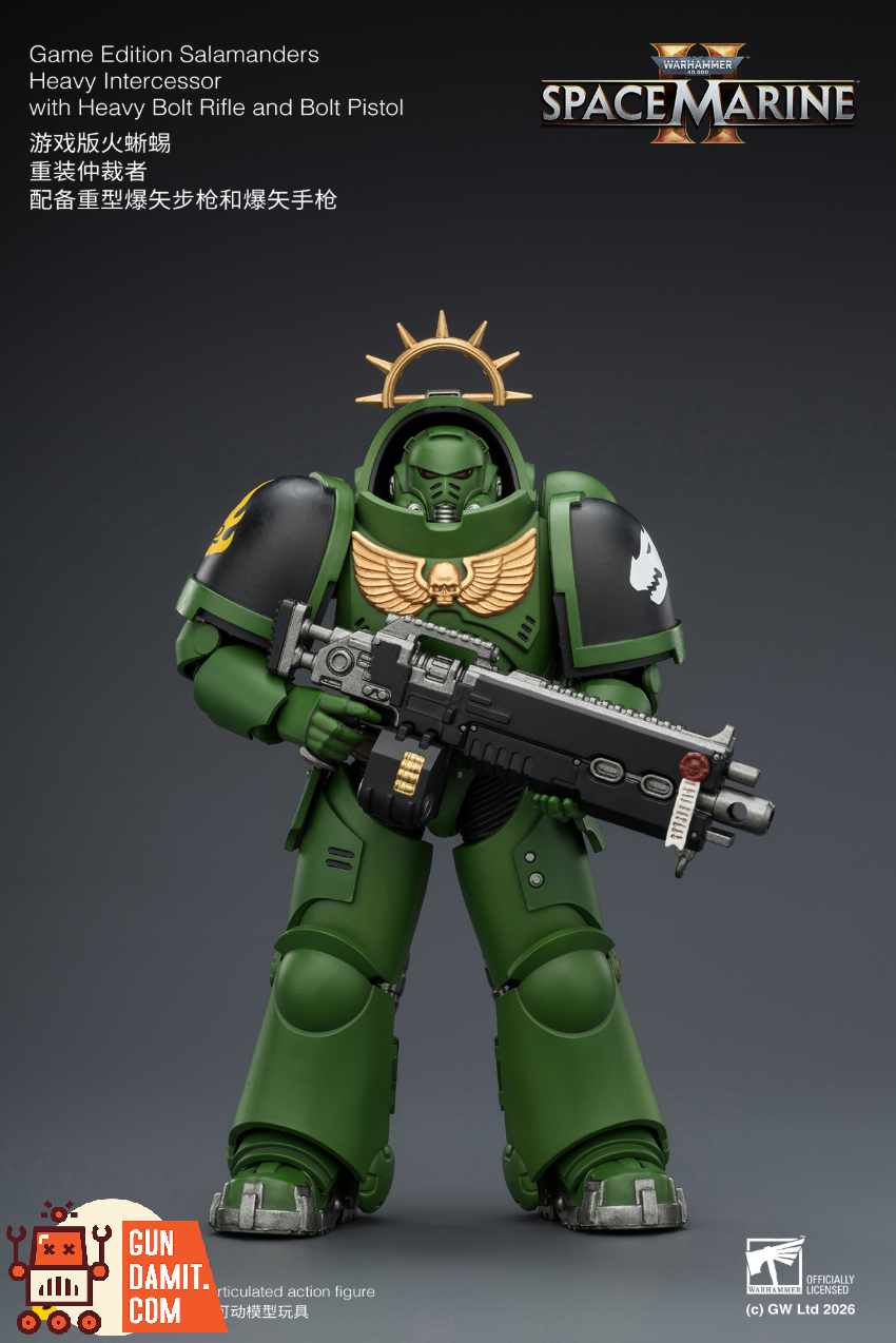 JoyToy JT03677 1/18 Warhammer 40K Game Edition Salamanders Heavy Intercessor with Heavy Bolt Rifle and Bolt Pistol - View 2 JoyToy JT03677 1/18 Warhammer 40K Game Edition Salamanders Heavy Intercessor with Heavy Bolt Rifle and Bolt Pistol - View 2