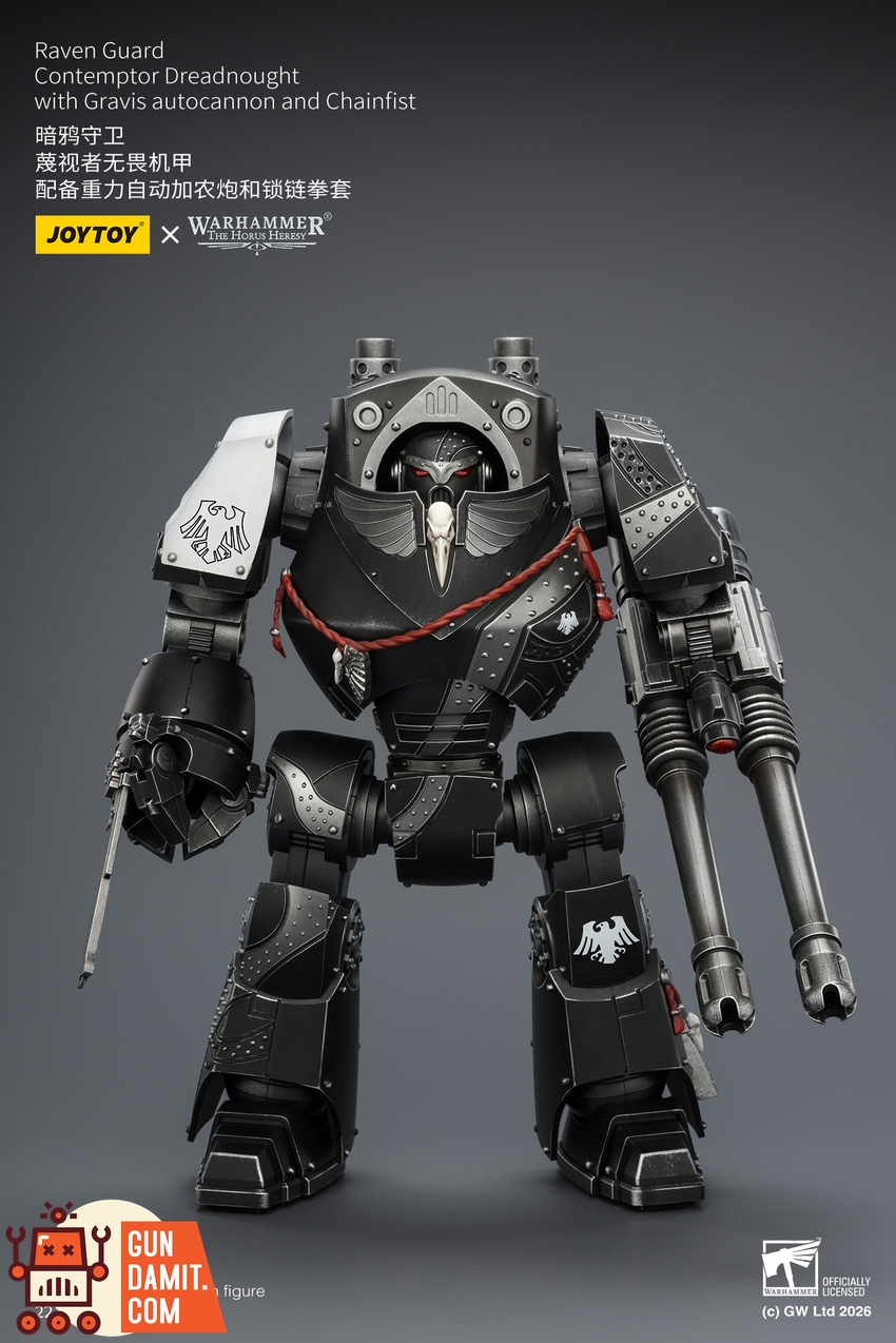 JoyToy JT04186 1/18 Warhammer The Horus Heresy Raven Guard Contemptor Dreadnought with Gravis autocannon and Chainfist - View 1 JoyToy JT04186 1/18 Warhammer The Horus Heresy Raven Guard Contemptor Dreadnought with Gravis autocannon and Chainfist - View 1