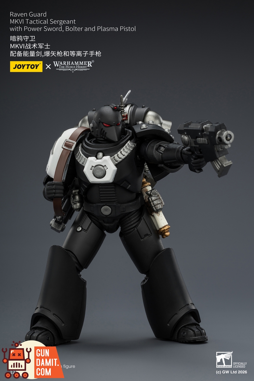 JoyToy JT03950 1/18 Warhammer The Horus Heresy Raven Guard MkVI Tactical Sergeant with Power Sword, Bolter and Plasma Pistol - View 9 JoyToy JT03950 1/18 Warhammer The Horus Heresy Raven Guard MkVI Tactical Sergeant with Power Sword, Bolter and Plasma Pistol - View 9