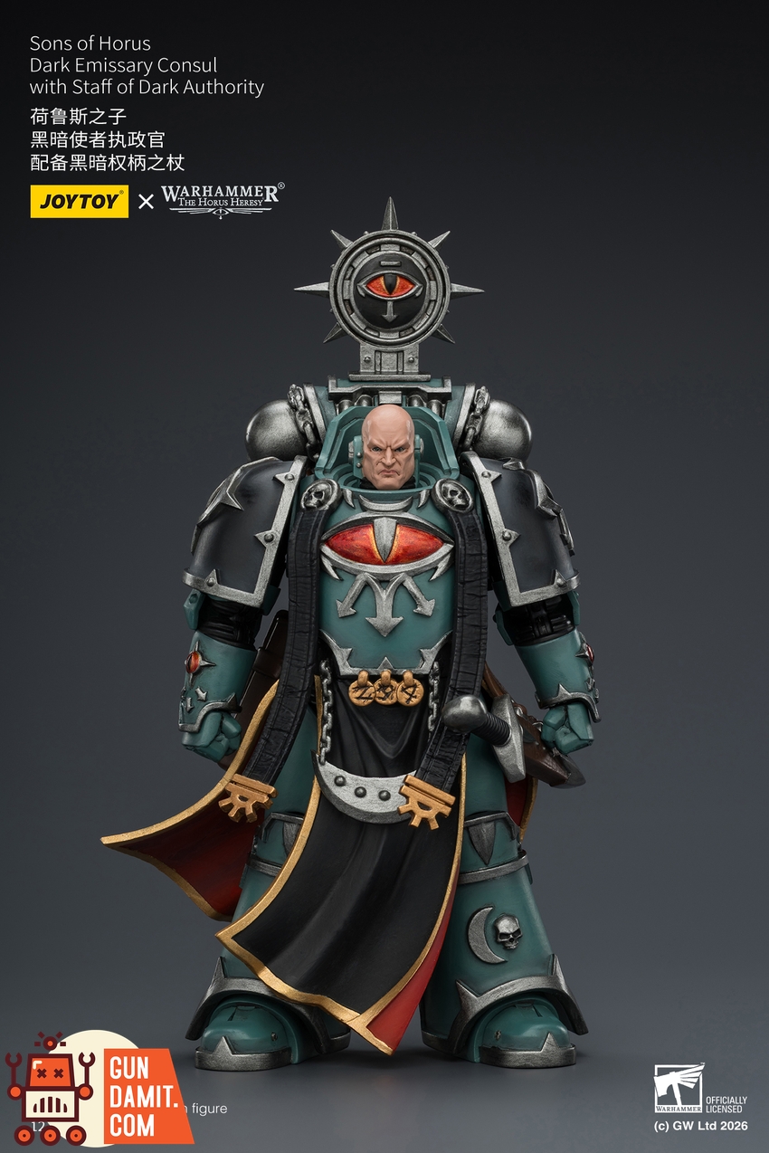 JoyToy JT03929 1/18 Warhammer The Horus Heresy Sons of Horus Dark Emissary Consul with Staff of Dark Authority - View 1 JoyToy JT03929 1/18 Warhammer The Horus Heresy Sons of Horus Dark Emissary Consul with Staff of Dark Authority - View 1