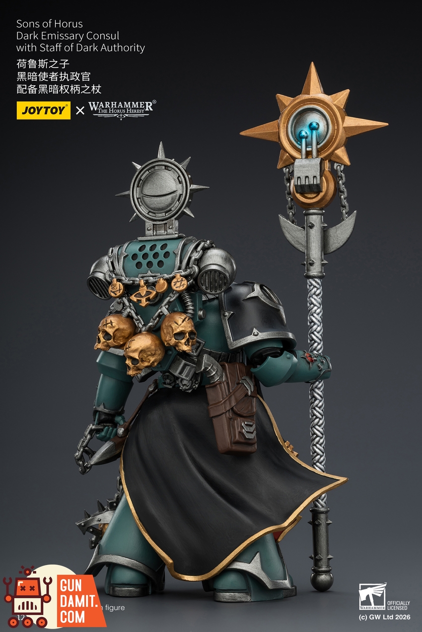 JoyToy JT03929 1/18 Warhammer The Horus Heresy Sons of Horus Dark Emissary Consul with Staff of Dark Authority - View 4 JoyToy JT03929 1/18 Warhammer The Horus Heresy Sons of Horus Dark Emissary Consul with Staff of Dark Authority - View 4