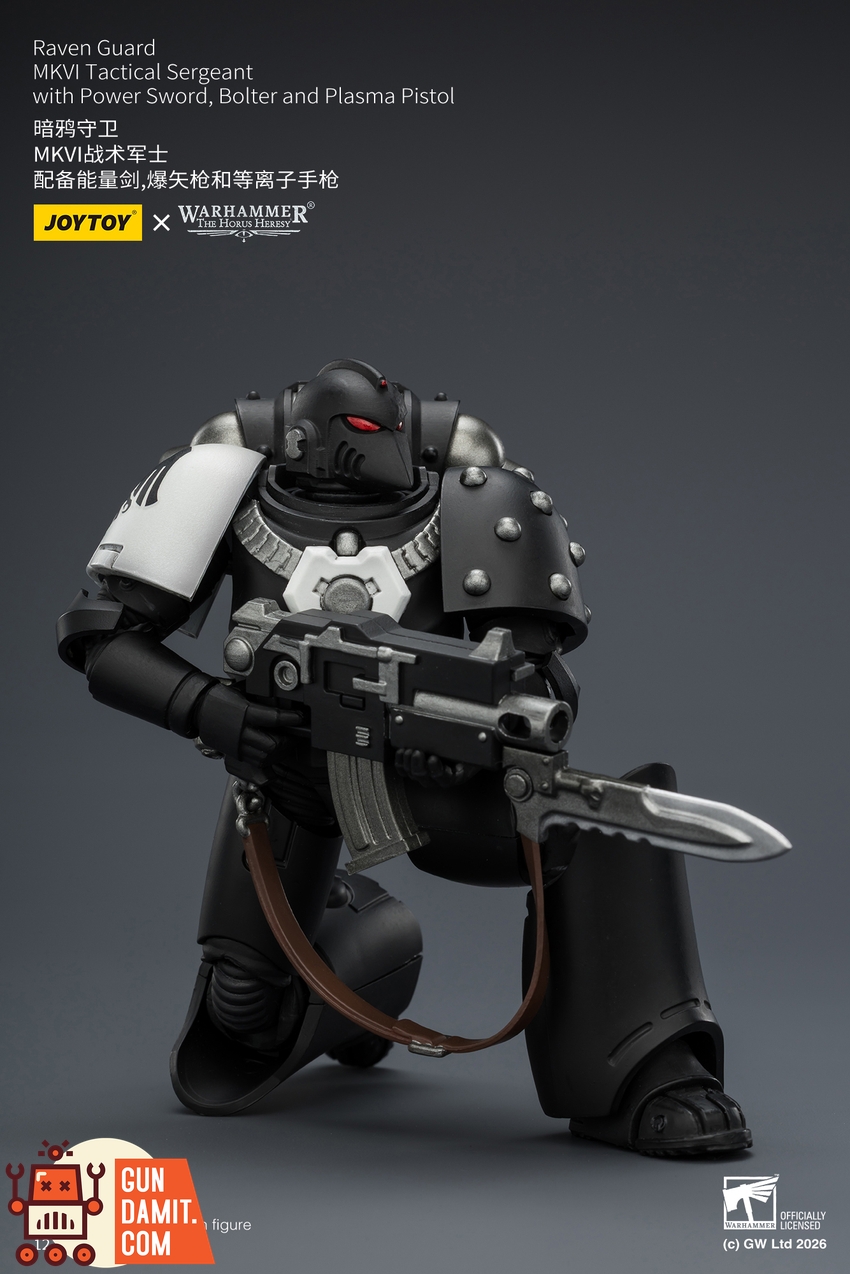 JoyToy JT03950 1/18 Warhammer The Horus Heresy Raven Guard MkVI Tactical Sergeant with Power Sword, Bolter and Plasma Pistol - View 8 JoyToy JT03950 1/18 Warhammer The Horus Heresy Raven Guard MkVI Tactical Sergeant with Power Sword, Bolter and Plasma Pistol - View 8