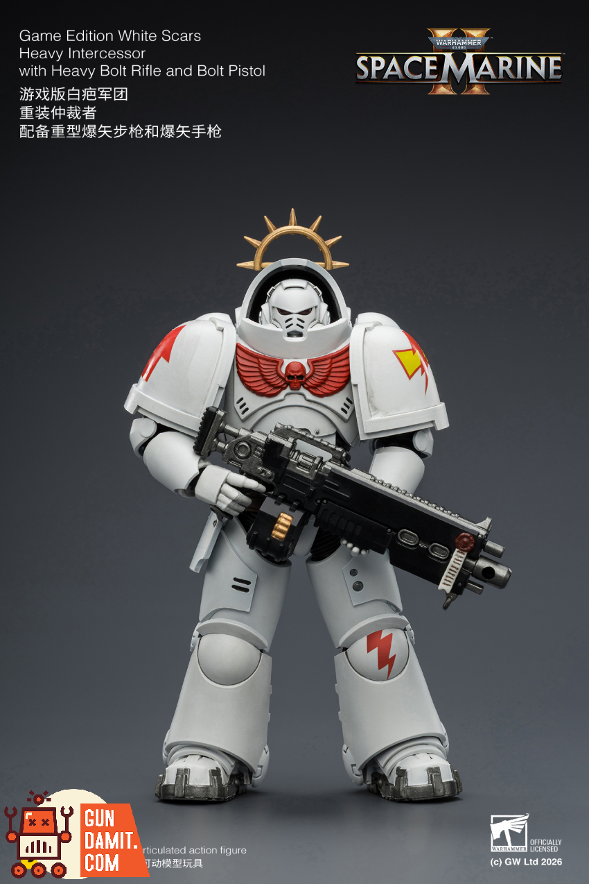 JoyToy JT03691 1/18 Warhammer 40K Game Edition White Scars Heavy Intercessor with Heavy Bolt Rifle and Bolt Pistol - View 2 JoyToy JT03691 1/18 Warhammer 40K Game Edition White Scars Heavy Intercessor with Heavy Bolt Rifle and Bolt Pistol - View 2