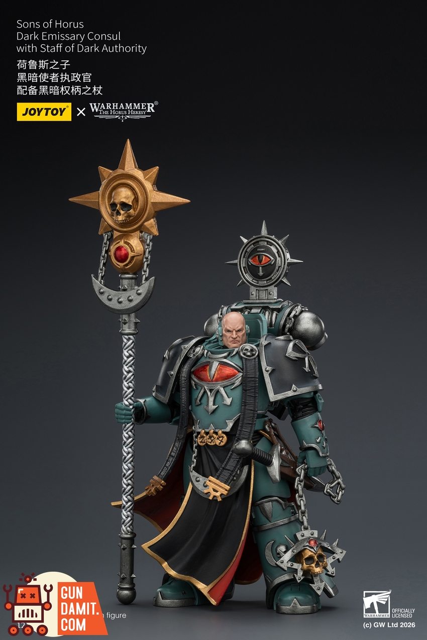 JoyToy JT03929 1/18 Warhammer The Horus Heresy Sons of Horus Dark Emissary Consul with Staff of Dark Authority - View 3 JoyToy JT03929 1/18 Warhammer The Horus Heresy Sons of Horus Dark Emissary Consul with Staff of Dark Authority - View 3