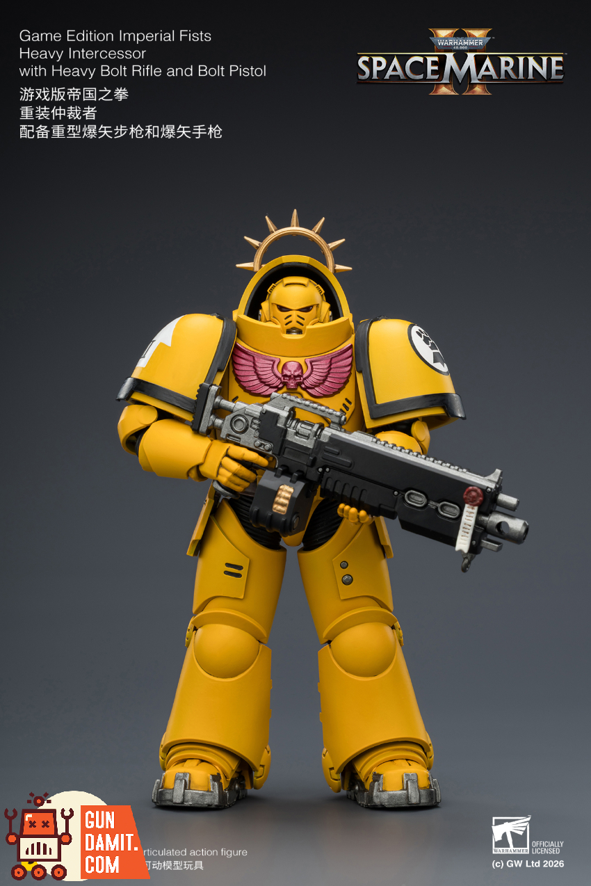 JoyToy JT03653 1/18 Warhammer 40K Game Edition Imperial Fists Heavy Intercessor with Heavy Bolt Rifle and Bolt Pistol - View 2 JoyToy JT03653 1/18 Warhammer 40K Game Edition Imperial Fists Heavy Intercessor with Heavy Bolt Rifle and Bolt Pistol - View 2
