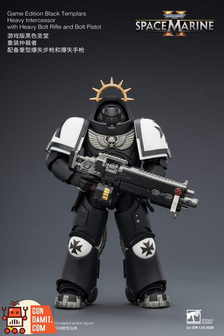 JoyToy JT03721 1/18 Warhammer 40K Game Edition Black Templars Heavy Intercessor with Heavy Bolt Rifle and Bolt Pistol - View 2 JoyToy JT03721 1/18 Warhammer 40K Game Edition Black Templars Heavy Intercessor with Heavy Bolt Rifle and Bolt Pistol - View 2