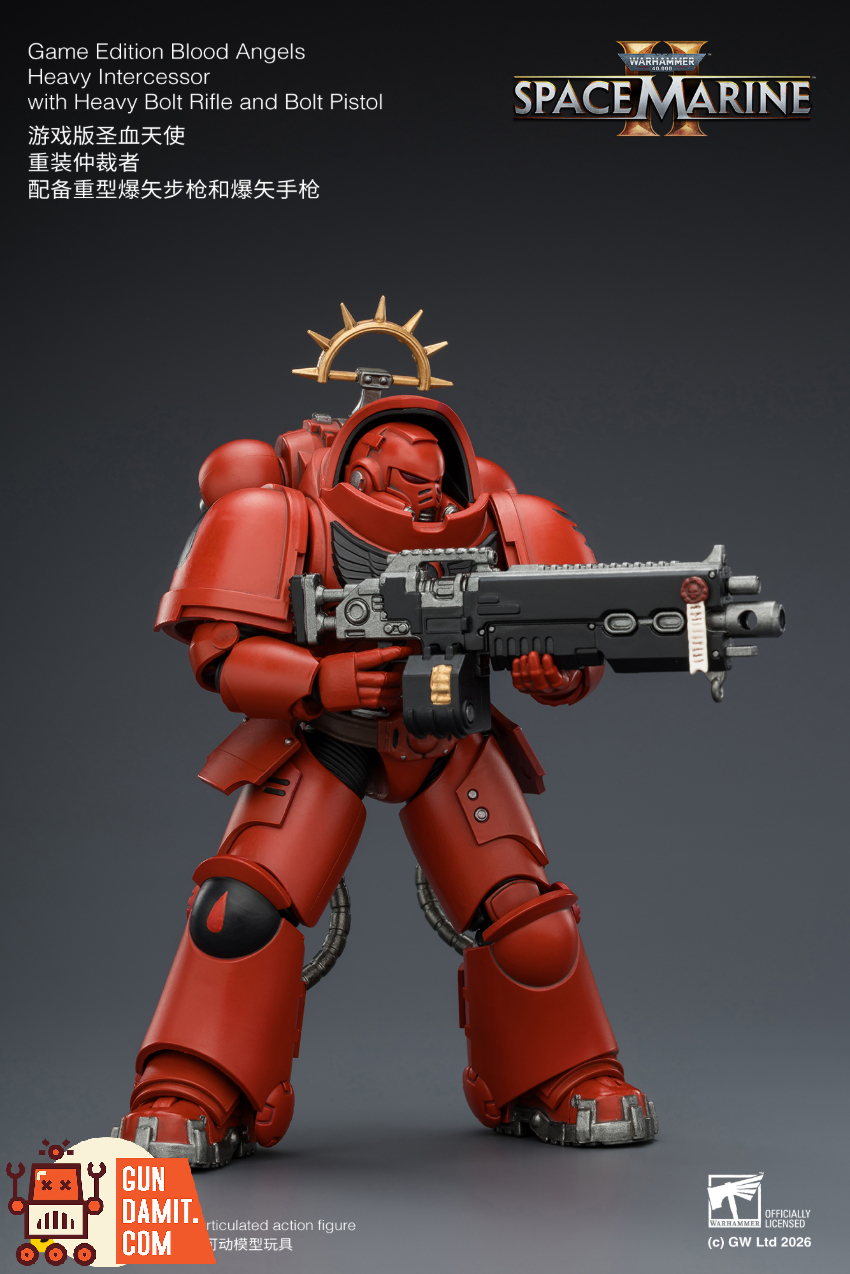 JoyToy JT03660 1/18 Warhammer 40K Game Edition Blood Angels Heavy Intercessor with Heavy Bolt Rifle and Bolt Pistol - View 6 JoyToy JT03660 1/18 Warhammer 40K Game Edition Blood Angels Heavy Intercessor with Heavy Bolt Rifle and Bolt Pistol - View 6