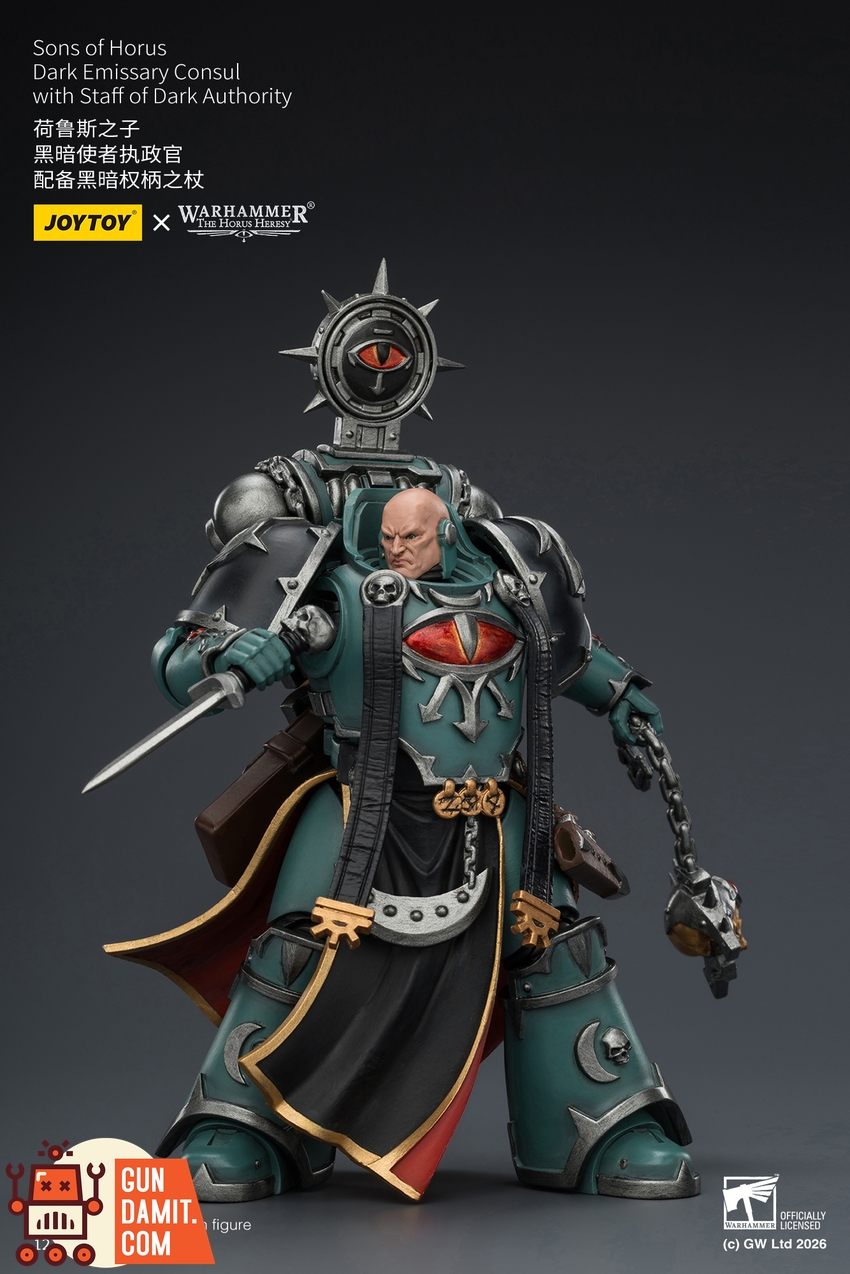 JoyToy JT03929 1/18 Warhammer The Horus Heresy Sons of Horus Dark Emissary Consul with Staff of Dark Authority - View 7 JoyToy JT03929 1/18 Warhammer The Horus Heresy Sons of Horus Dark Emissary Consul with Staff of Dark Authority - View 7