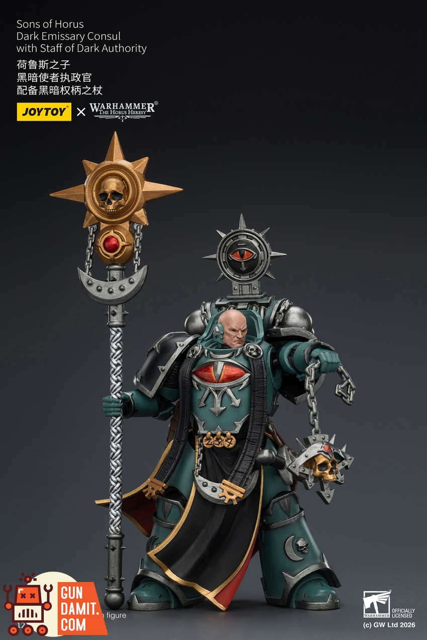 JoyToy JT03929 1/18 Warhammer The Horus Heresy Sons of Horus Dark Emissary Consul with Staff of Dark Authority - View 6 JoyToy JT03929 1/18 Warhammer The Horus Heresy Sons of Horus Dark Emissary Consul with Staff of Dark Authority - View 6