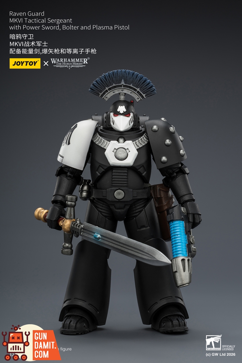 JoyToy JT03950 1/18 Warhammer The Horus Heresy Raven Guard MkVI Tactical Sergeant with Power Sword, Bolter and Plasma Pistol - View 2 JoyToy JT03950 1/18 Warhammer The Horus Heresy Raven Guard MkVI Tactical Sergeant with Power Sword, Bolter and Plasma Pistol - View 2