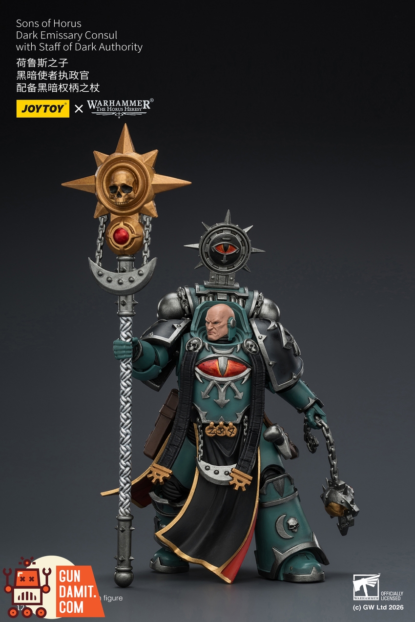 JoyToy JT03929 1/18 Warhammer The Horus Heresy Sons of Horus Dark Emissary Consul with Staff of Dark Authority - View 5 JoyToy JT03929 1/18 Warhammer The Horus Heresy Sons of Horus Dark Emissary Consul with Staff of Dark Authority - View 5