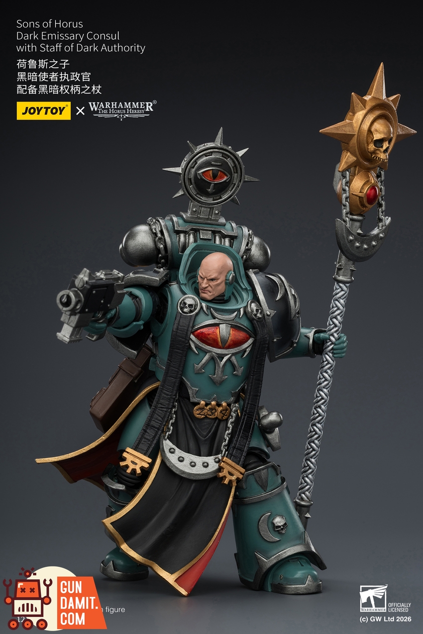 JoyToy JT03929 1/18 Warhammer The Horus Heresy Sons of Horus Dark Emissary Consul with Staff of Dark Authority - View 8 JoyToy JT03929 1/18 Warhammer The Horus Heresy Sons of Horus Dark Emissary Consul with Staff of Dark Authority - View 8