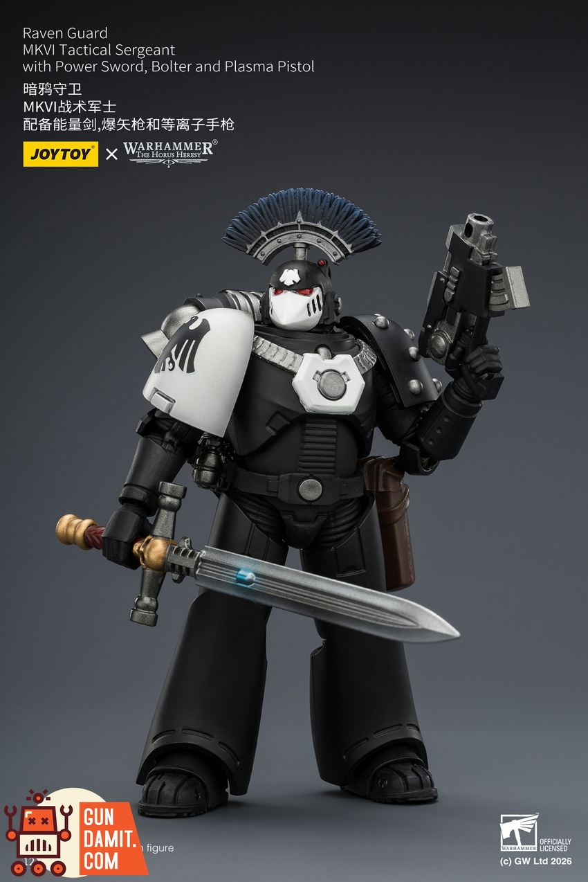 JoyToy JT03950 1/18 Warhammer The Horus Heresy Raven Guard MkVI Tactical Sergeant with Power Sword, Bolter and Plasma Pistol - View 3 JoyToy JT03950 1/18 Warhammer The Horus Heresy Raven Guard MkVI Tactical Sergeant with Power Sword, Bolter and Plasma Pistol - View 3