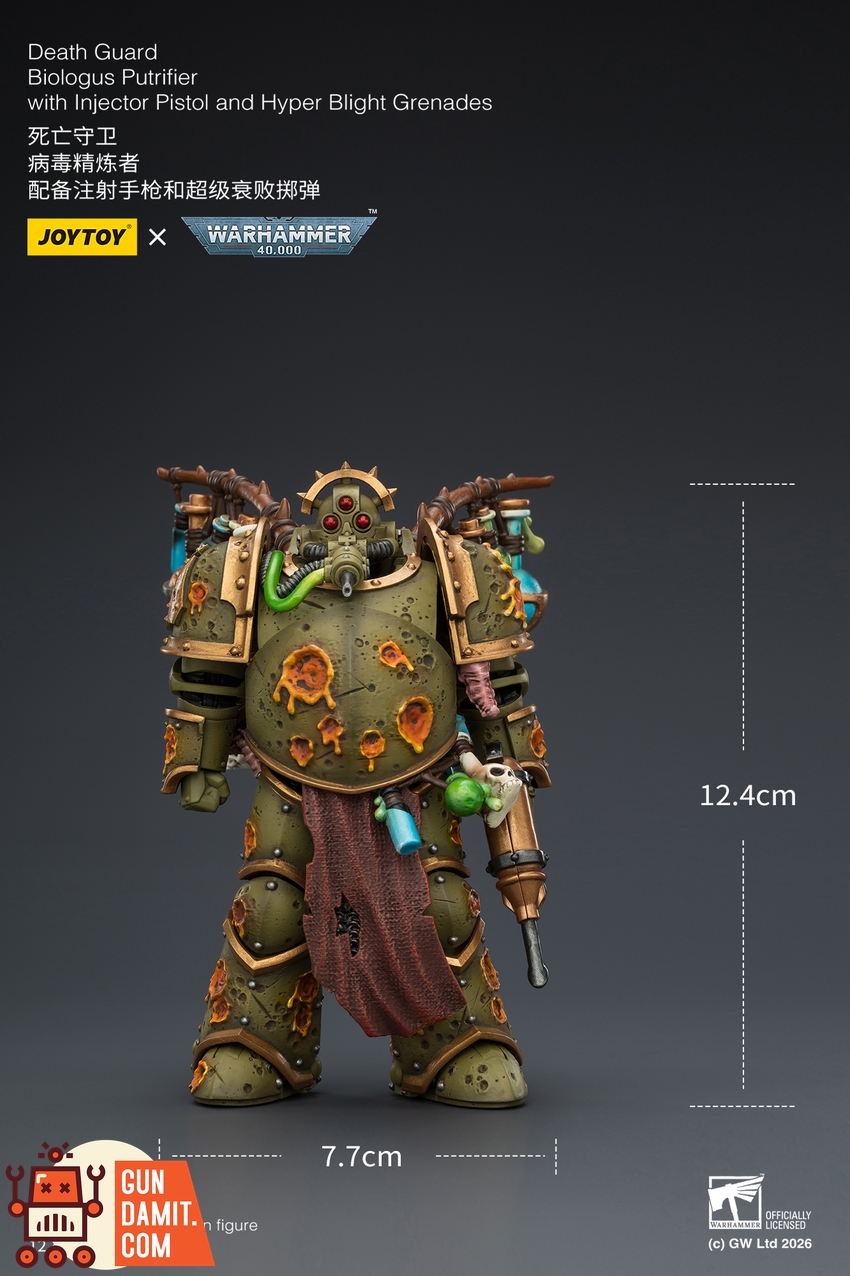 JoyToy JT03981 1/18 Warhammer 40K Death Guard Biologus Putrifier with Injector Pistol and Hyper Blight Grenades - View 9 JoyToy JT03981 1/18 Warhammer 40K Death Guard Biologus Putrifier with Injector Pistol and Hyper Blight Grenades - View 9