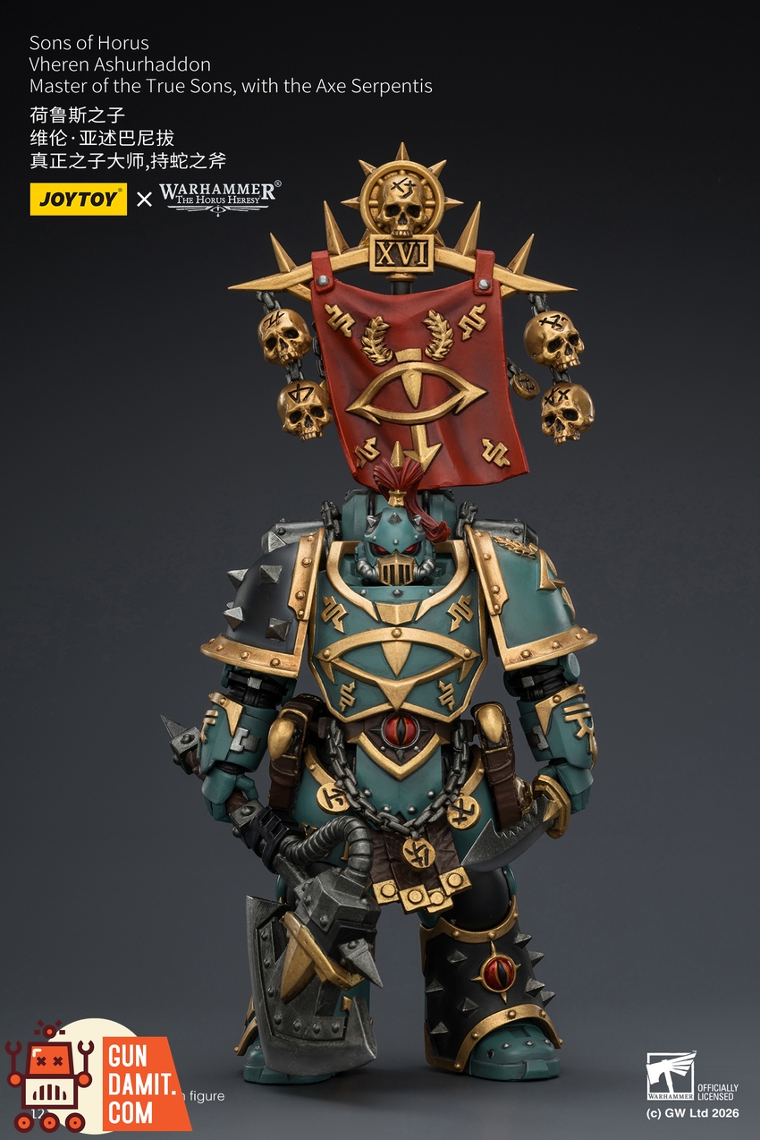 JoyToy JT03936 1/18 Warhammer The Horus Heresy Sons of Horus Vheren Ashurhaddon Master of the True Sons, with the Axe Serpentis - View 2 JoyToy JT03936 1/18 Warhammer The Horus Heresy Sons of Horus Vheren Ashurhaddon Master of the True Sons, with the Axe Serpentis - View 2