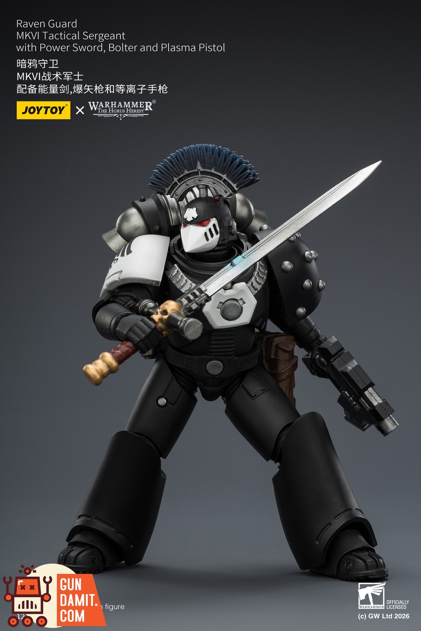 JoyToy JT03950 1/18 Warhammer The Horus Heresy Raven Guard MkVI Tactical Sergeant with Power Sword, Bolter and Plasma Pistol - View 6 JoyToy JT03950 1/18 Warhammer The Horus Heresy Raven Guard MkVI Tactical Sergeant with Power Sword, Bolter and Plasma Pistol - View 6