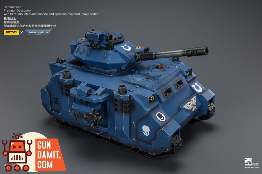 JoyToy JT04278 1/18 Warhammer 40K Ultramarines Predator Destructor with turret-mounted autocannon and sponson-mounted heavy bolters - View 17 JoyToy JT04278 1/18 Warhammer 40K Ultramarines Predator Destructor with turret-mounted autocannon and sponson-mounted heavy bolters - View 17
