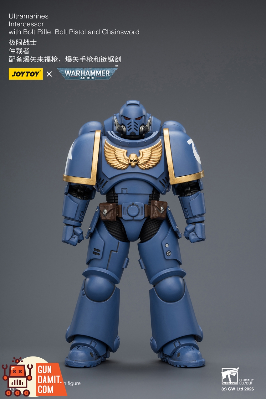 JoyToy JT03813 1/18 Warhammer 40K Ultramarines Intercessor with Bolt Rifle, Bolt Pistol and Chainsword - View 1 JoyToy JT03813 1/18 Warhammer 40K Ultramarines Intercessor with Bolt Rifle, Bolt Pistol and Chainsword - View 1