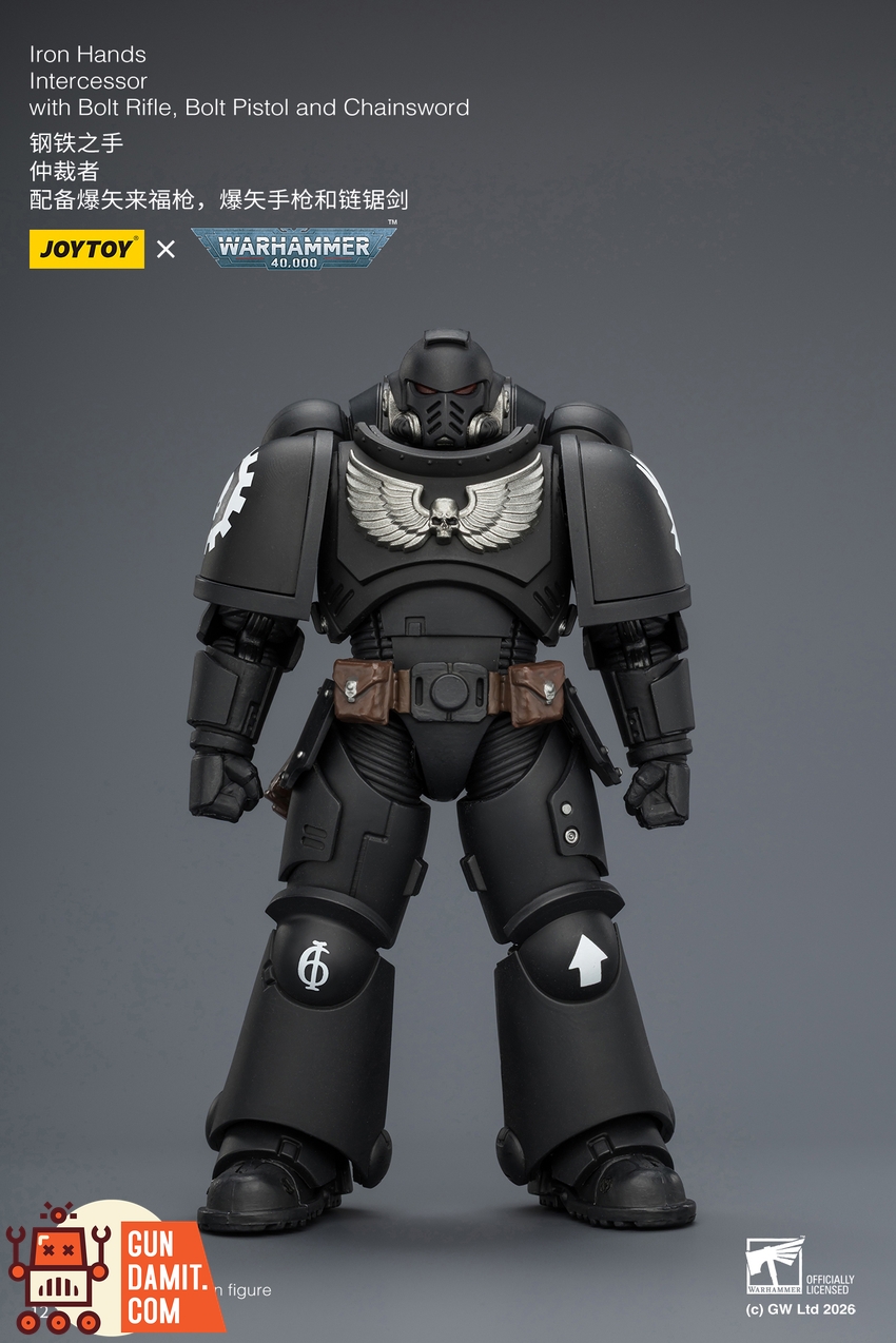 JoyToy JT03837 1/18 Warhammer 40K Iron Hands Intercessor with Bolt Rifle, Bolt Pistol and Chainsword - View 1 JoyToy JT03837 1/18 Warhammer 40K Iron Hands Intercessor with Bolt Rifle, Bolt Pistol and Chainsword - View 1