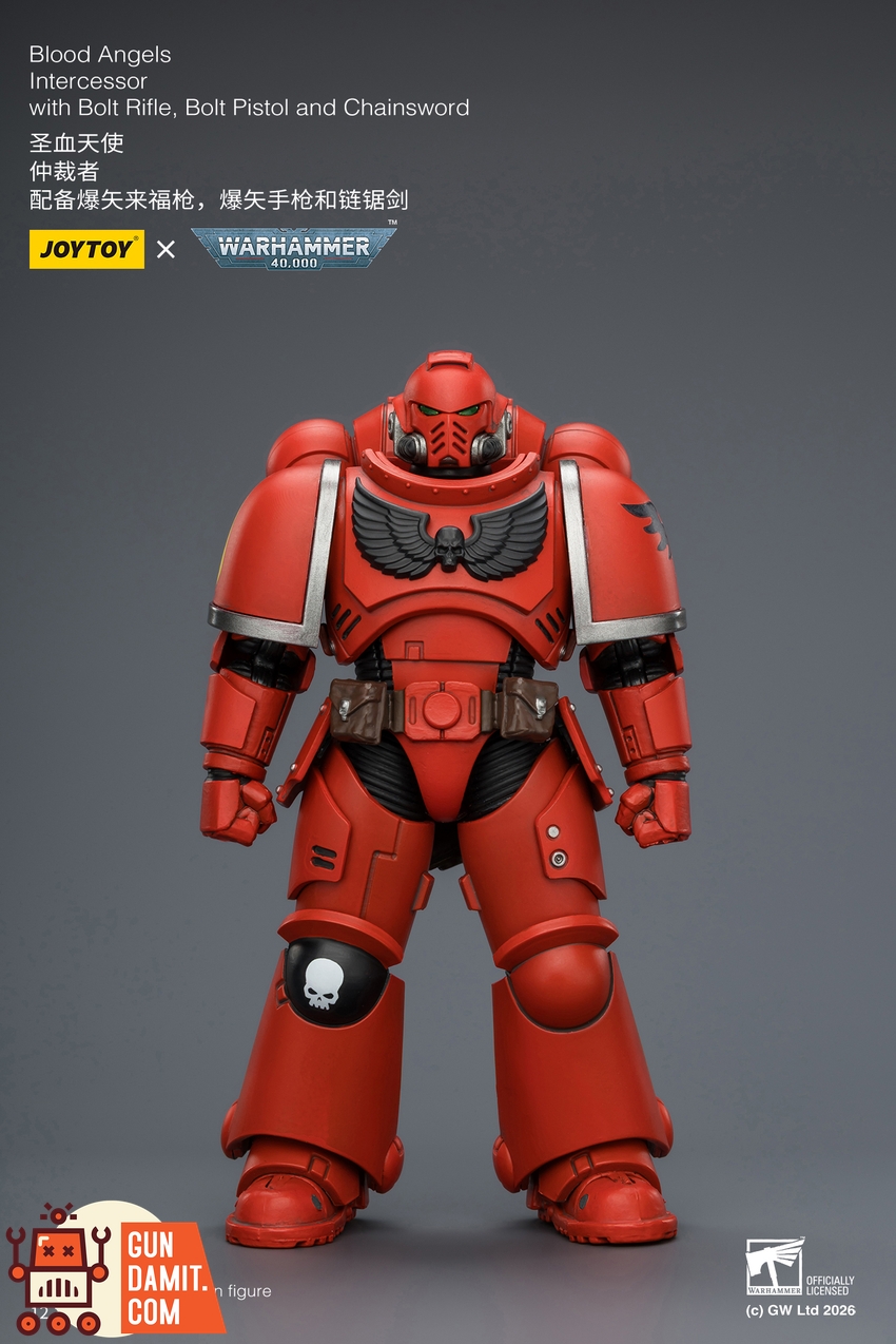 JoyToy JT03820 1/18 Warhammer 40K Blood Angels Intercessor with Bolt Rifle, Bolt Pistol and Chainsword - View 1 JoyToy JT03820 1/18 Warhammer 40K Blood Angels Intercessor with Bolt Rifle, Bolt Pistol and Chainsword - View 1