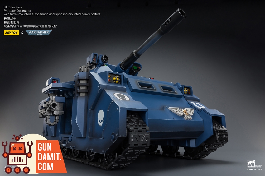 JoyToy JT04278 1/18 Warhammer 40K Ultramarines Predator Destructor with turret-mounted autocannon and sponson-mounted heavy bolters - View 15 JoyToy JT04278 1/18 Warhammer 40K Ultramarines Predator Destructor with turret-mounted autocannon and sponson-mounted heavy bolters - View 15