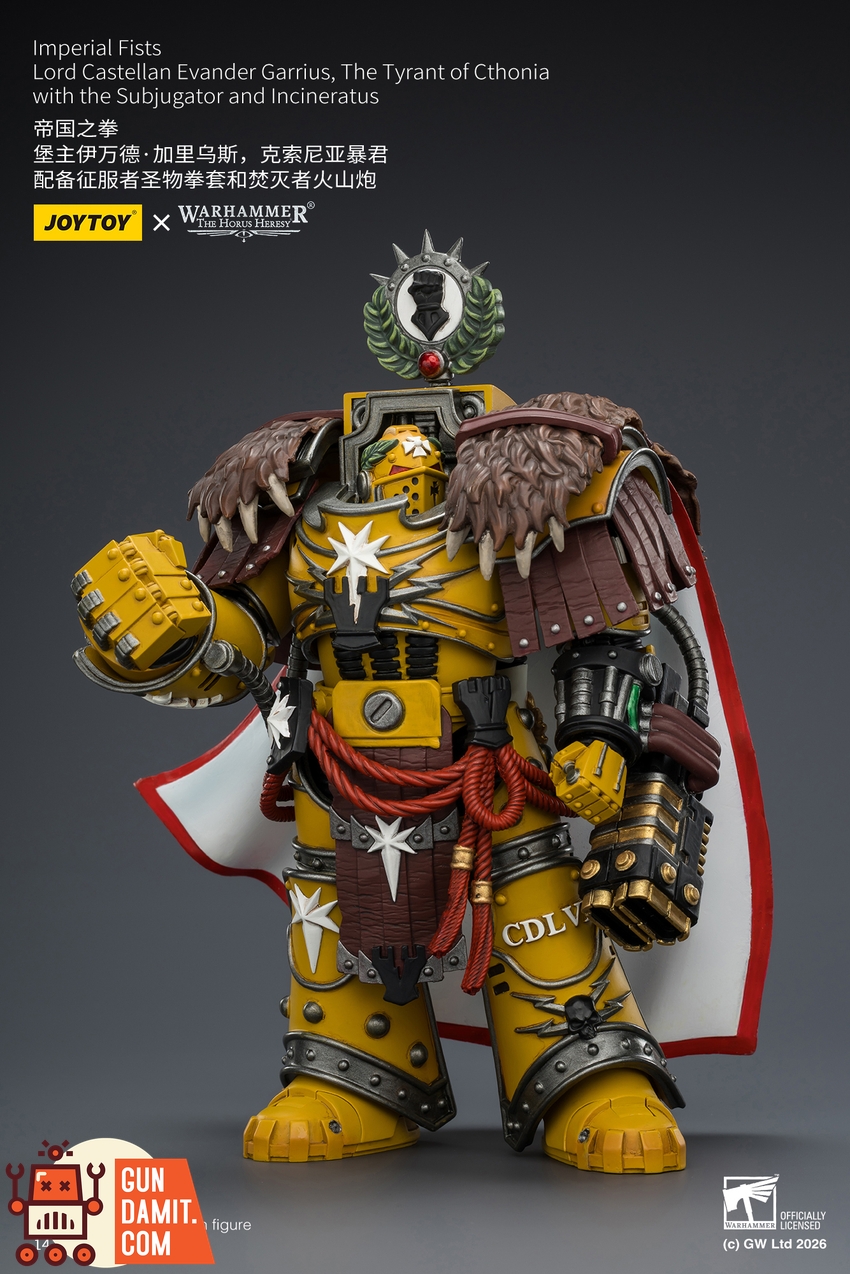 JoyToy JT04209 1/18 Warhammer The Horus Heresy Imperial Fists Lord Castellan Evander Garrius The Tyrant of Cthonia - View 2 JoyToy JT04209 1/18 Warhammer The Horus Heresy Imperial Fists Lord Castellan Evander Garrius The Tyrant of Cthonia - View 2