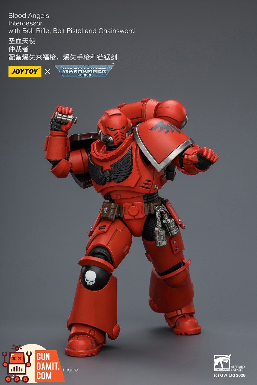 JoyToy JT03820 1/18 Warhammer 40K Blood Angels Intercessor with Bolt Rifle, Bolt Pistol and Chainsword - View 7 JoyToy JT03820 1/18 Warhammer 40K Blood Angels Intercessor with Bolt Rifle, Bolt Pistol and Chainsword - View 7