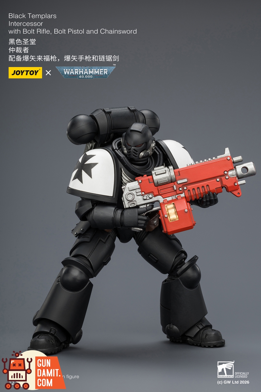 JoyToy JT03905 1/18 Warhammer 40K Black Templars Intercessor with Bolt Rifle, Bolt Pistol and Chainsword - View 6 JoyToy JT03905 1/18 Warhammer 40K Black Templars Intercessor with Bolt Rifle, Bolt Pistol and Chainsword - View 6