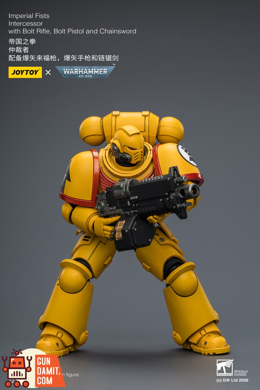 JoyToy JT03844 1/18 Warhammer 40K Imperial Fists Intercessor with Bolt Rifle, Bolt Pistol and Chainsword - View 5 JoyToy JT03844 1/18 Warhammer 40K Imperial Fists Intercessor with Bolt Rifle, Bolt Pistol and Chainsword - View 5
