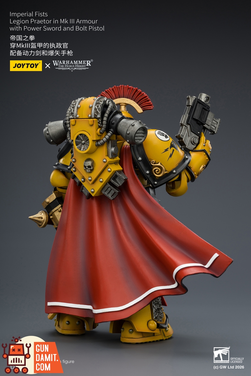 JoyToy JT04216 1/18 Warhammer The Horus Heresy Imperial Fists Legion Praetor in Mk III Armour with Power Sword and Bolt Pistol - View 4 JoyToy JT04216 1/18 Warhammer The Horus Heresy Imperial Fists Legion Praetor in Mk III Armour with Power Sword and Bolt Pistol - View 4