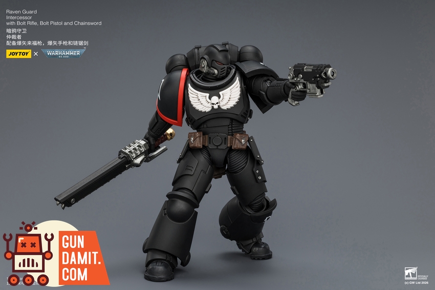 JoyToy JT03899 1/18 Warhammer 40K Raven Guard Intercessor with Bolt Rifle, Bolt Pistol and Chainsword - View 8 JoyToy JT03899 1/18 Warhammer 40K Raven Guard Intercessor with Bolt Rifle, Bolt Pistol and Chainsword - View 8