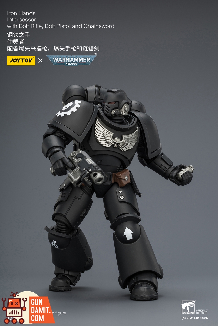 JoyToy JT03837 1/18 Warhammer 40K Iron Hands Intercessor with Bolt Rifle, Bolt Pistol and Chainsword - View 7 JoyToy JT03837 1/18 Warhammer 40K Iron Hands Intercessor with Bolt Rifle, Bolt Pistol and Chainsword - View 7