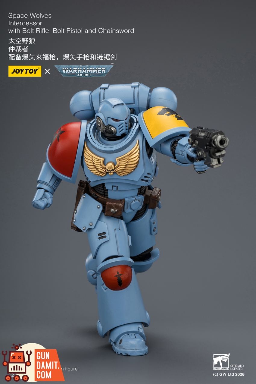 JoyToy JT03851 1/18 Warhammer 40K Space Wolves Intercessor with Bolt Rifle, Bolt Pistol and Chainsword - View 7 JoyToy JT03851 1/18 Warhammer 40K Space Wolves Intercessor with Bolt Rifle, Bolt Pistol and Chainsword - View 7