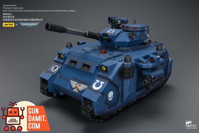 JoyToy JT04278 1/18 Warhammer 40K Ultramarines Predator Destructor with turret-mounted autocannon and sponson-mounted heavy bolters - View 12 JoyToy JT04278 1/18 Warhammer 40K Ultramarines Predator Destructor with turret-mounted autocannon and sponson-mounted heavy bolters - View 12