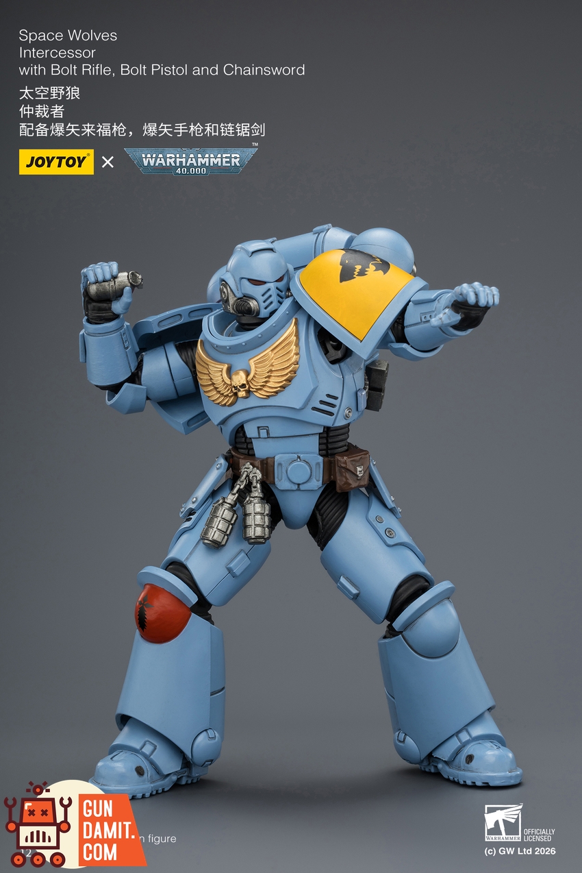 JoyToy JT03851 1/18 Warhammer 40K Space Wolves Intercessor with Bolt Rifle, Bolt Pistol and Chainsword - View 9 JoyToy JT03851 1/18 Warhammer 40K Space Wolves Intercessor with Bolt Rifle, Bolt Pistol and Chainsword - View 9